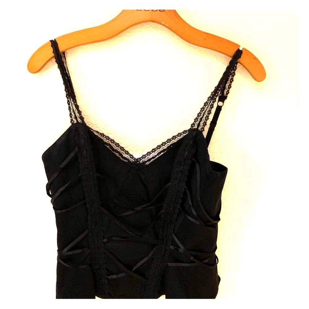 👑 bebe Lace and silk black corset
